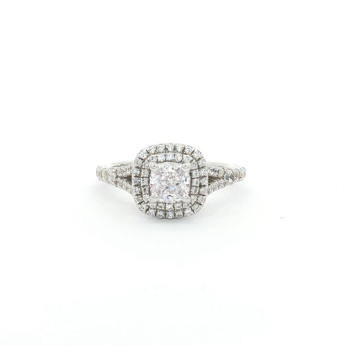 Petite Cushion Cut Double Halo Ring