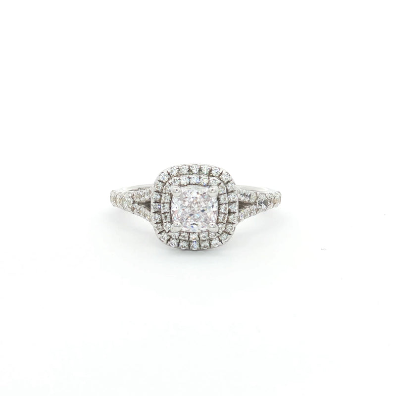 Petite Cushion Cut Double Halo Ring