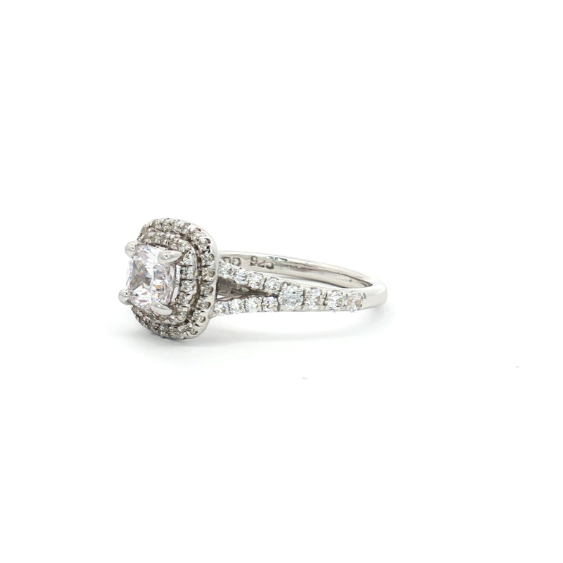 Petite Cushion Cut Double Halo Ring