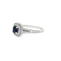 Petite Cushion Cut Double Halo Ring with Sapphire Centre Stone