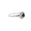 Petite Cushion Cut Double Halo Ring with Sapphire Centre Stone
