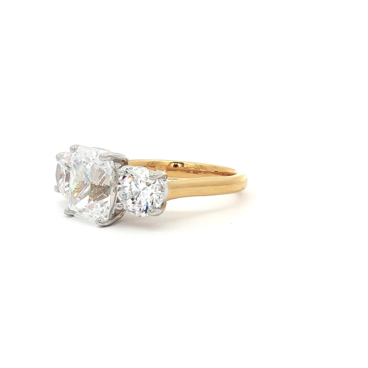 Radiant Cut Ring with Two Brilliant Side Stones