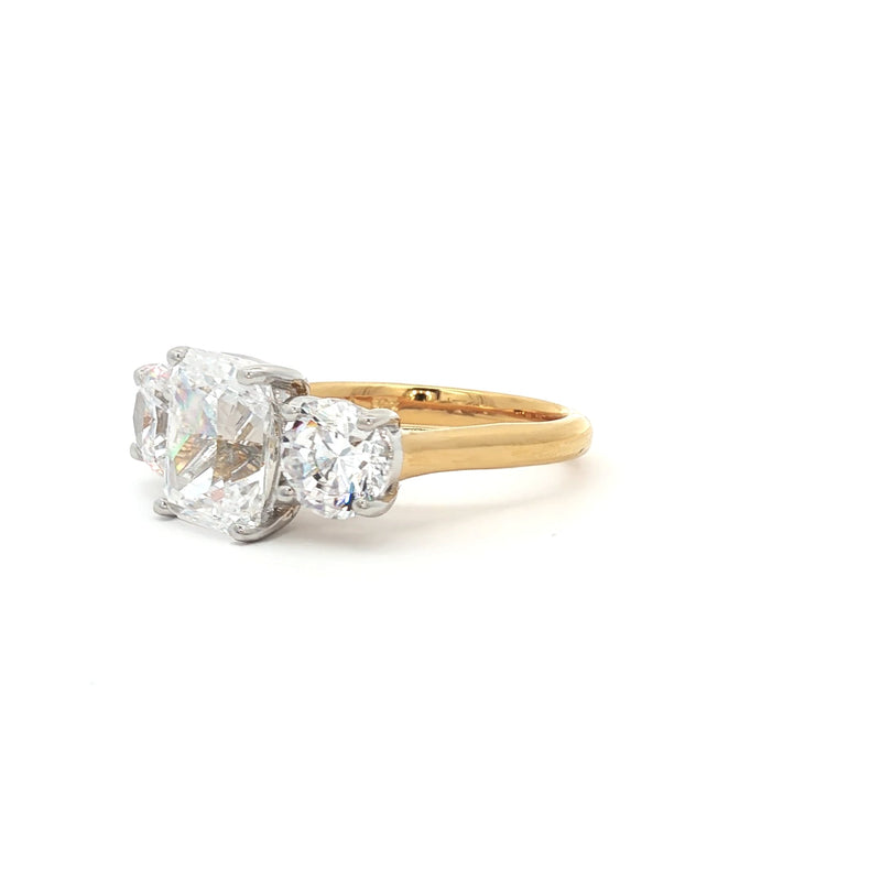 Radiant Cut Ring with Two Brilliant Side Stones