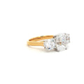 Radiant Cut Ring with Two Brilliant Side Stones