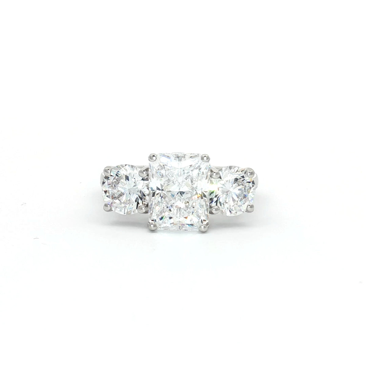 Radiant Cut Ring with Two Brilliant Side Stones