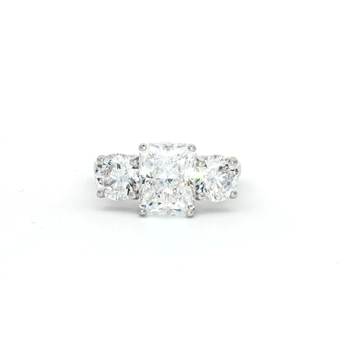 Radiant Cut Ring with Two Brilliant Side Stones