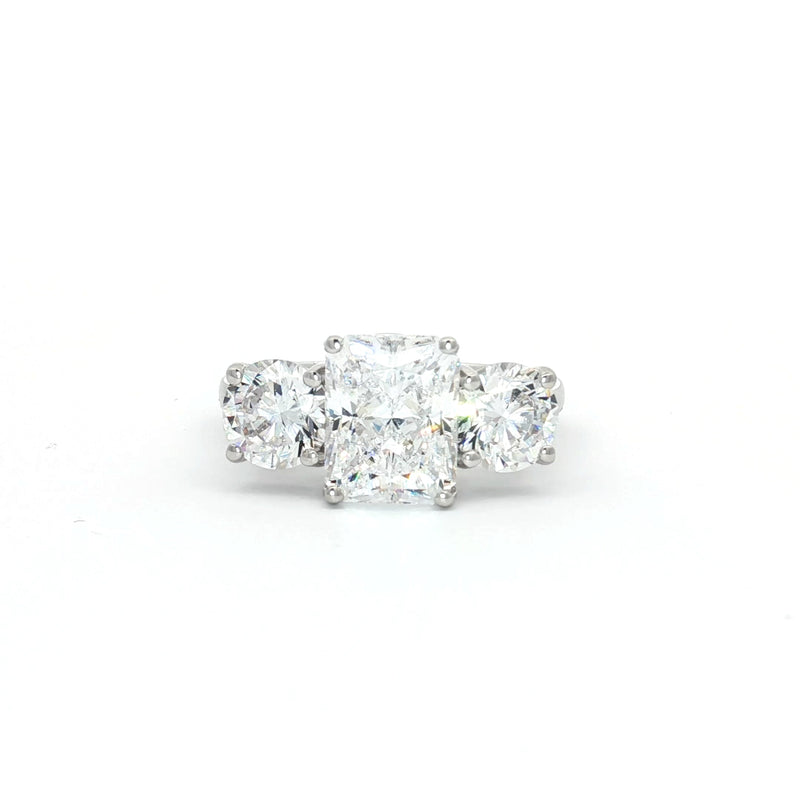 Radiant Cut Ring with Two Brilliant Side Stones