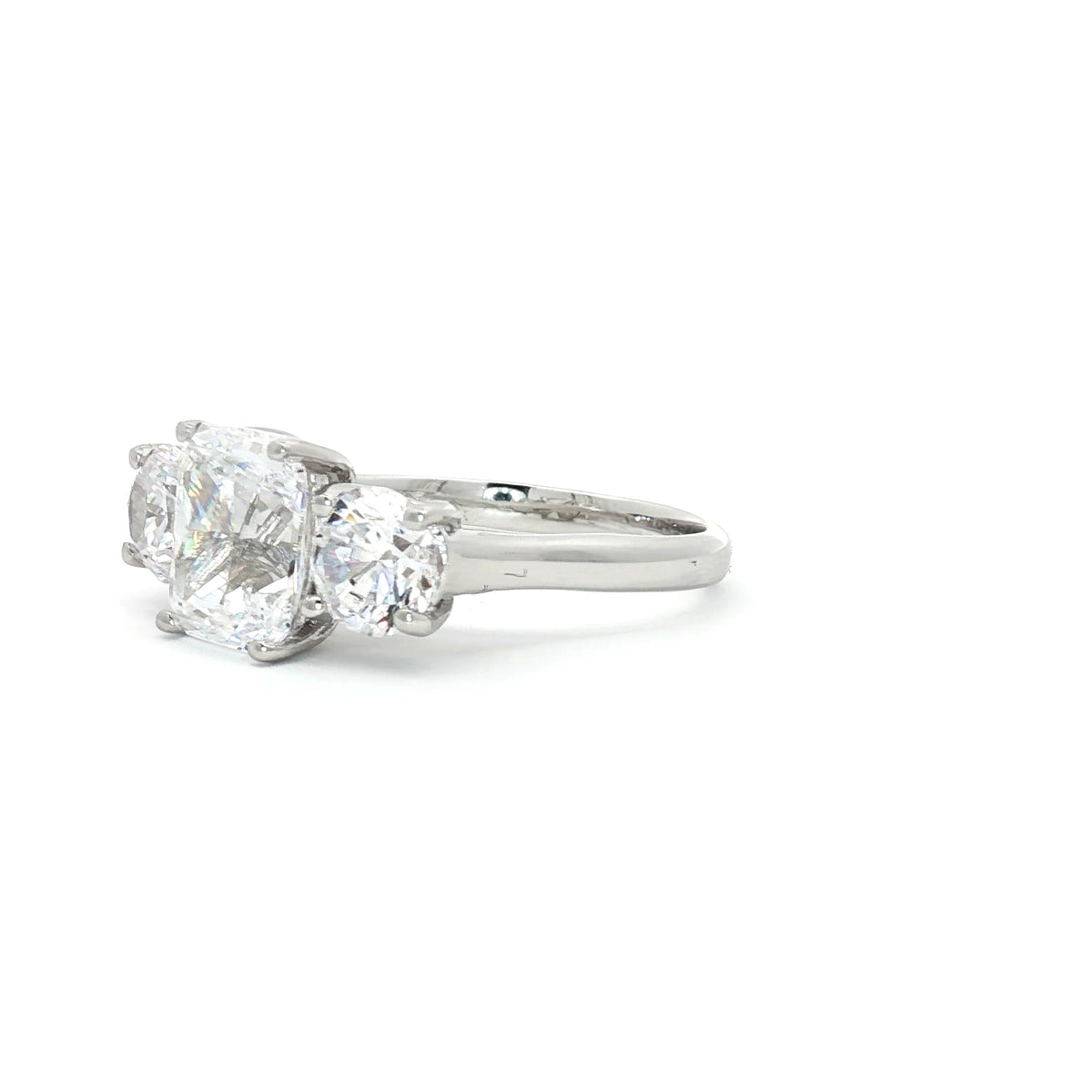Radiant Cut Ring with Two Brilliant Side Stones