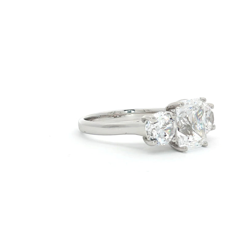 Radiant Cut Ring with Two Brilliant Side Stones
