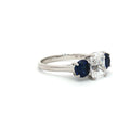 Radiant Cut Ring with Two Brilliant Side Stones and Sapphire Centre Stone
