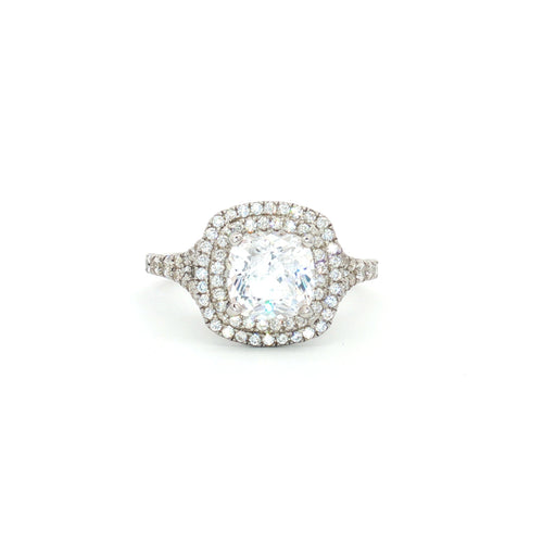 Cushion Cut Double Halo Ring