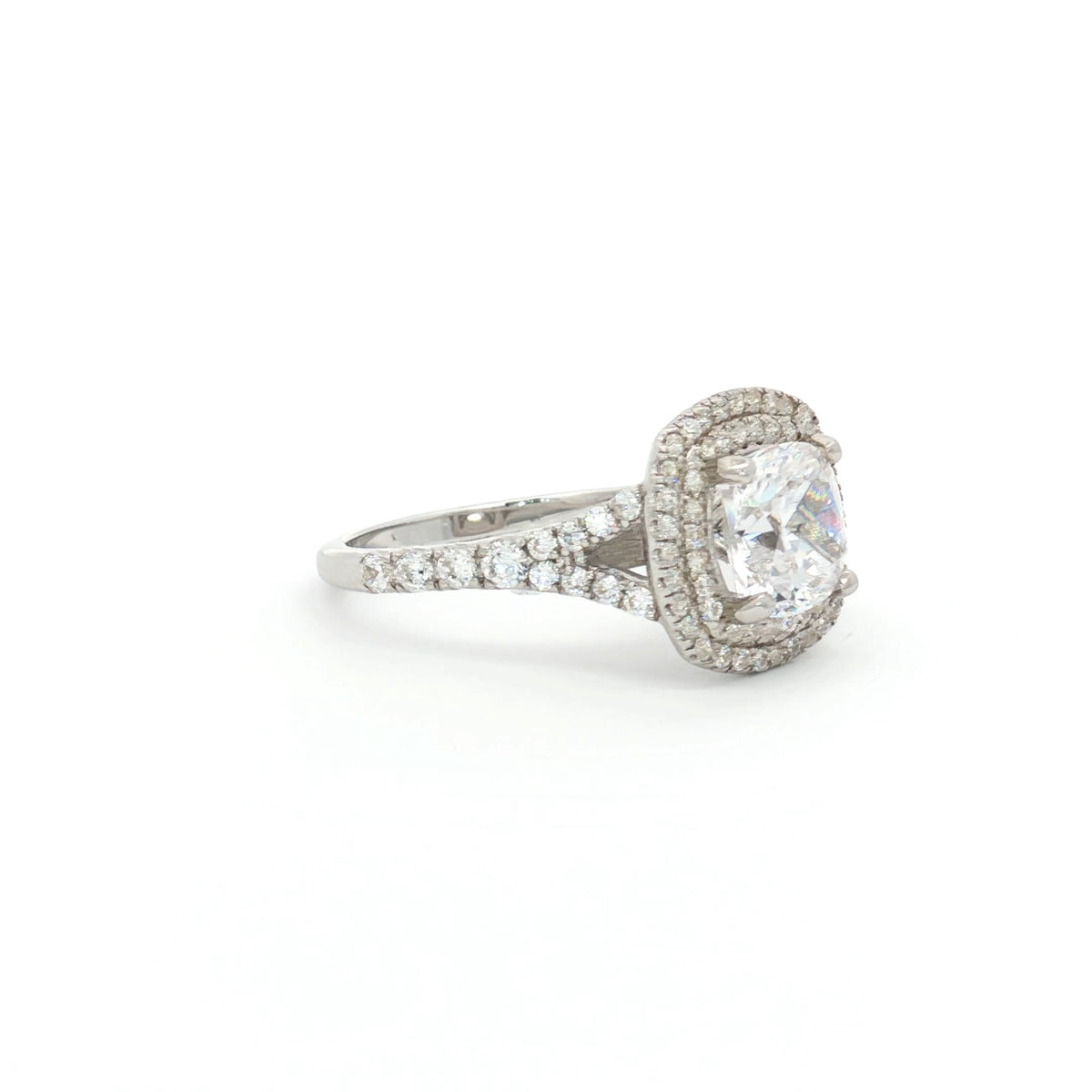 Cushion Cut Double Halo Ring