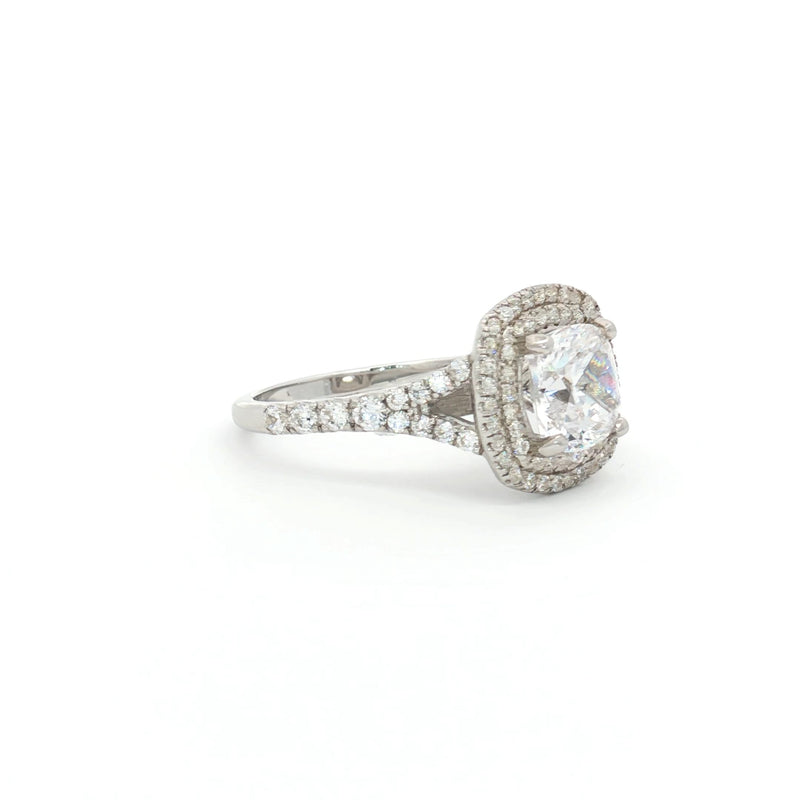 Cushion Cut Double Halo Ring