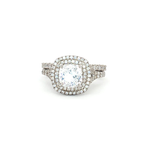 Double Halo Cushion cut with Matching Band