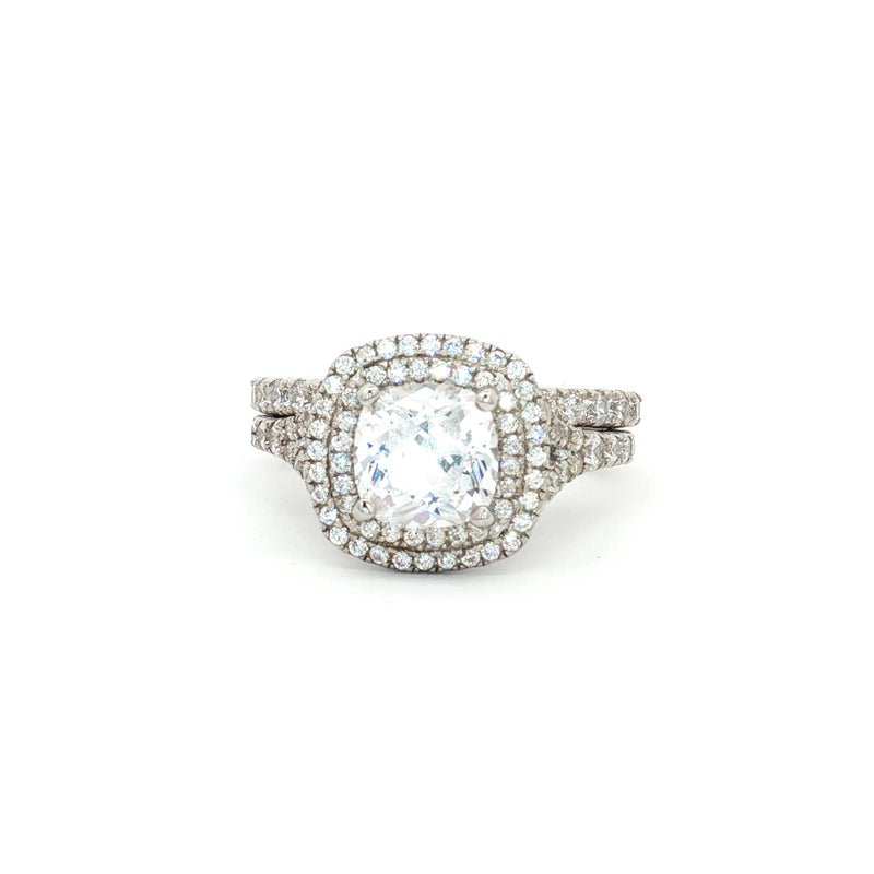 Double Halo Cushion cut with Matching Band