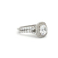 Cushion Double Cut Halo Ring and Brilliant Cut Matching Band