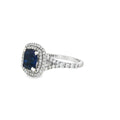 Cushion Double Cut Halo Ring with Sapphire Centre Stone