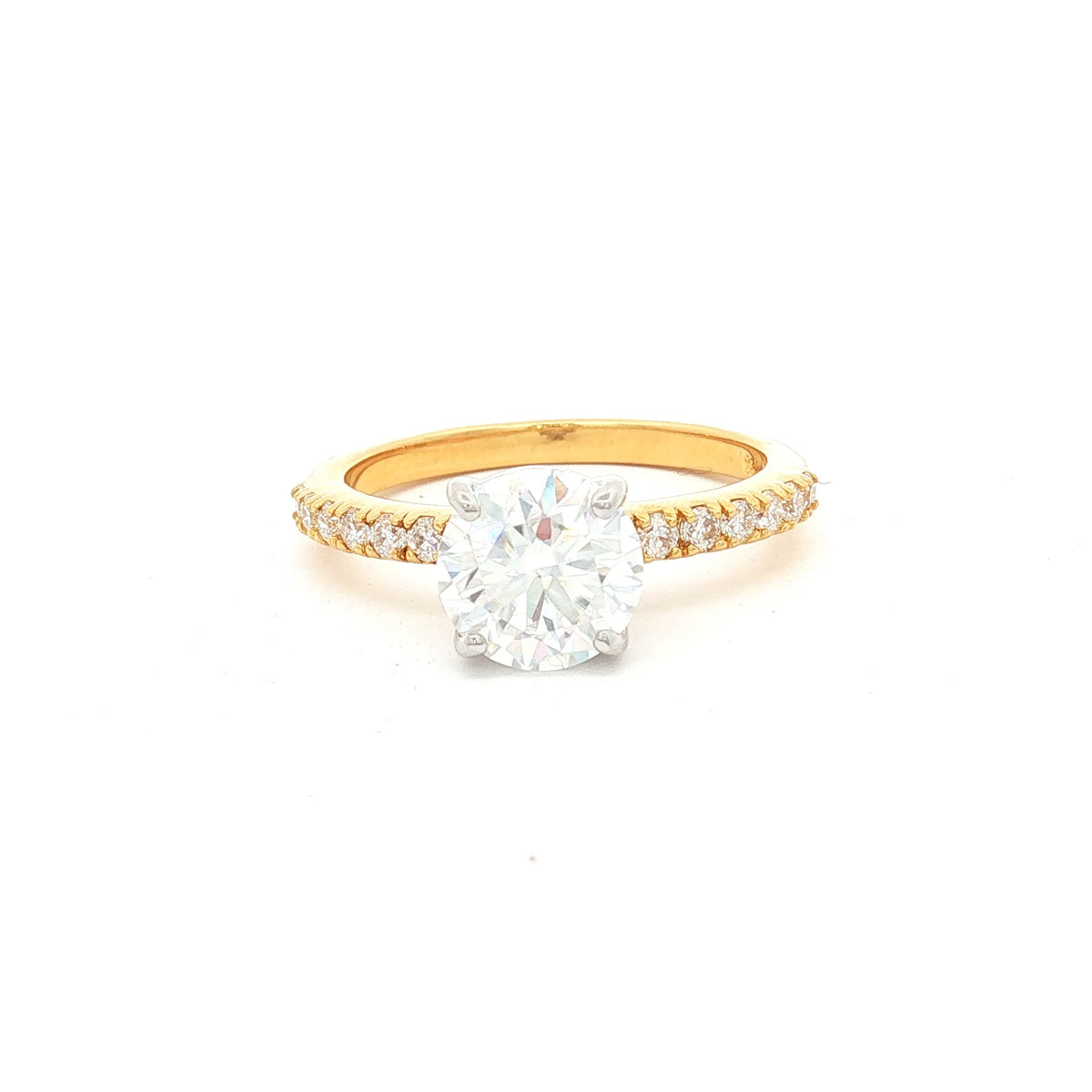 Brilliant Cut Solitaire Ring with Pave Setting