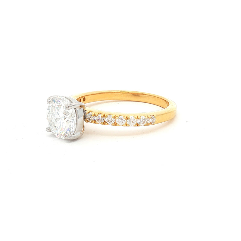 Brilliant Cut Solitaire Ring with Pave Setting