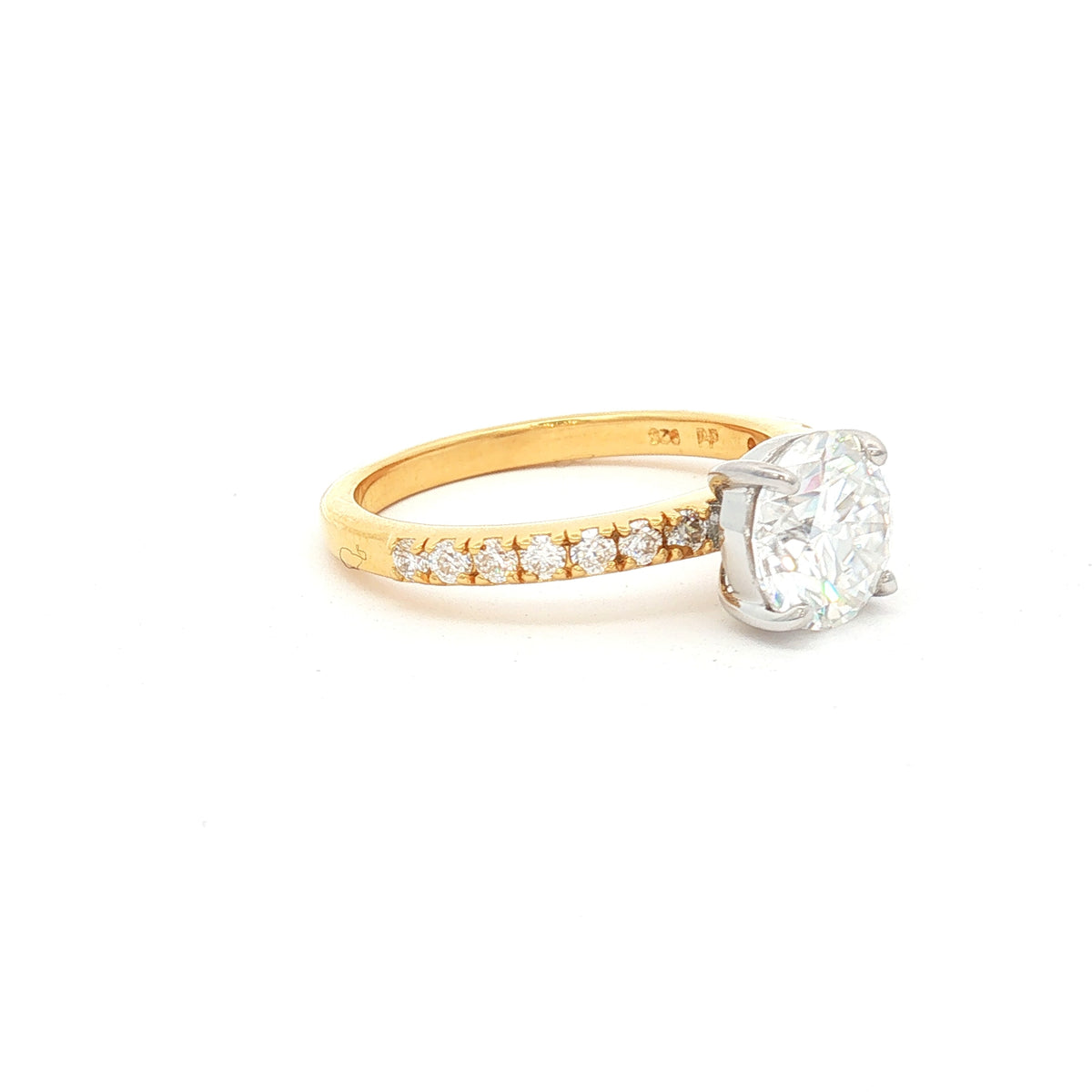 Brilliant Cut Solitaire Ring with Pave Setting