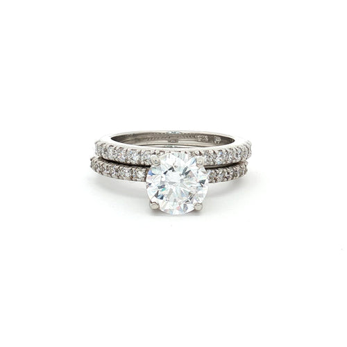 Brilliant Cut Solitaire with Pave Setting and Matching  Band