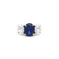 Large Three Stone Oval with Sapphire Centre Stone