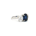 Large Three Stone Oval with Sapphire Centre Stone