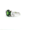 Large Three Stone Oval with Emerald Centre Stone