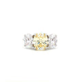 Large Three Stone Oval Ring with Yellow Centre Stone