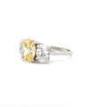 Large Three Stone Oval Ring with Yellow Centre Stone
