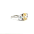 Large Three Stone Oval Ring with Yellow Centre Stone