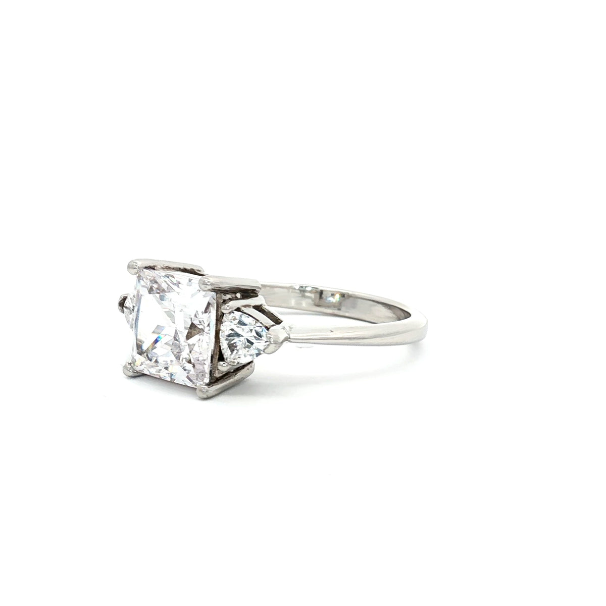 Princess Cut Ring with Trillion Side Stones