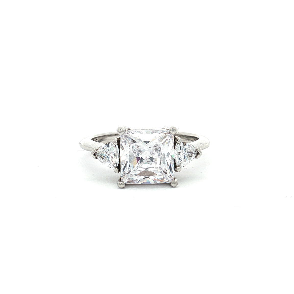 Princess Cut Ring with Trillion Side Stones