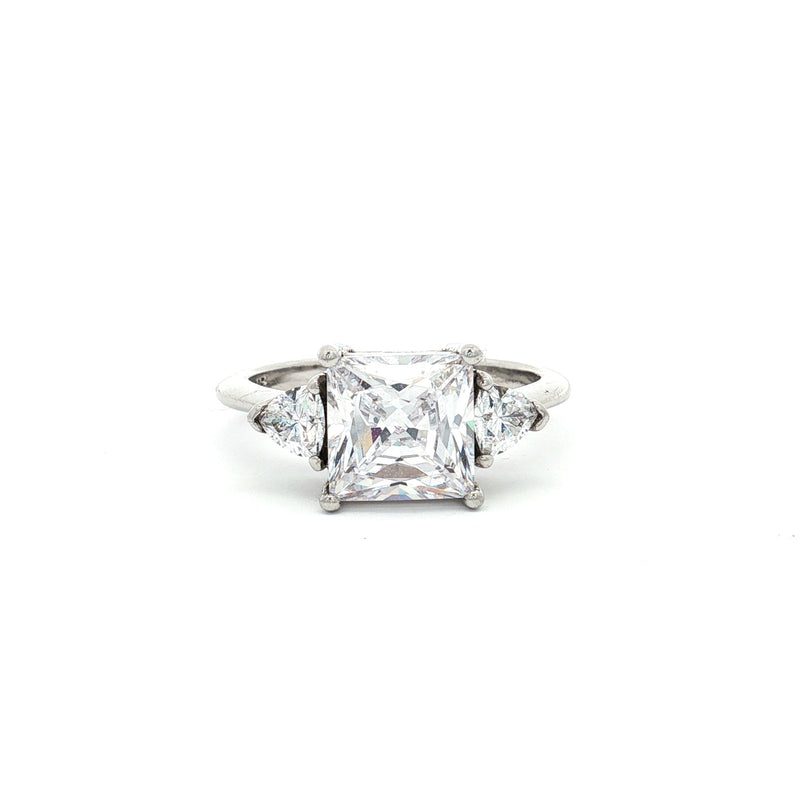 Princess Cut Ring with Trillion Side Stones