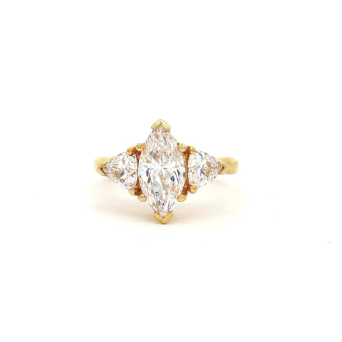 Marquise Cut Ring with Trillion Side Stones