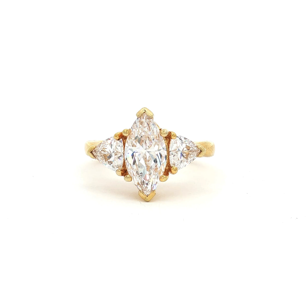 Marquise Cut Ring with Trillion Side Stones