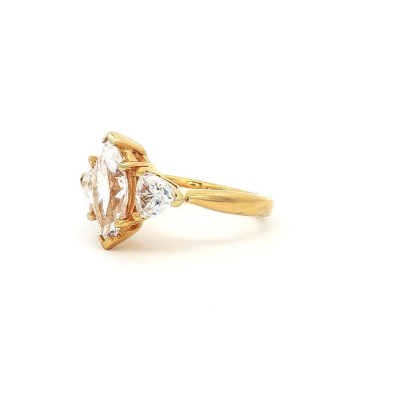 Marquise Cut Ring with Trillion Side Stones