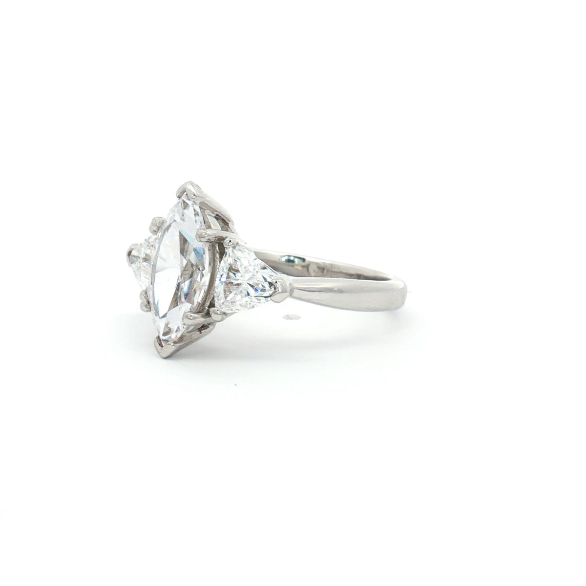 Marquise Cut Ring with Trillion Side Stones