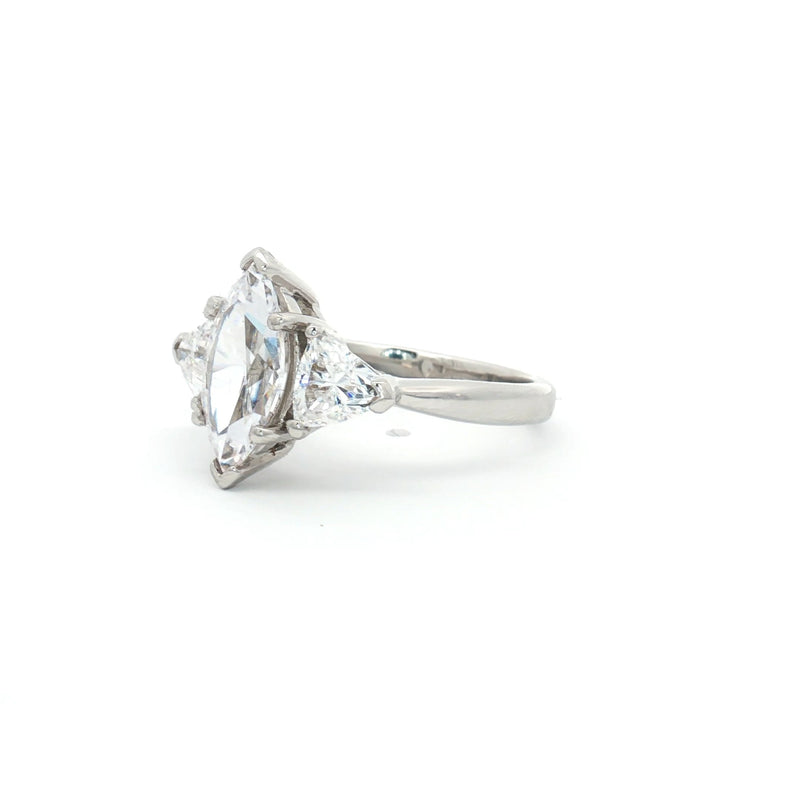 Marquise Cut Ring with Trillion Side Stones