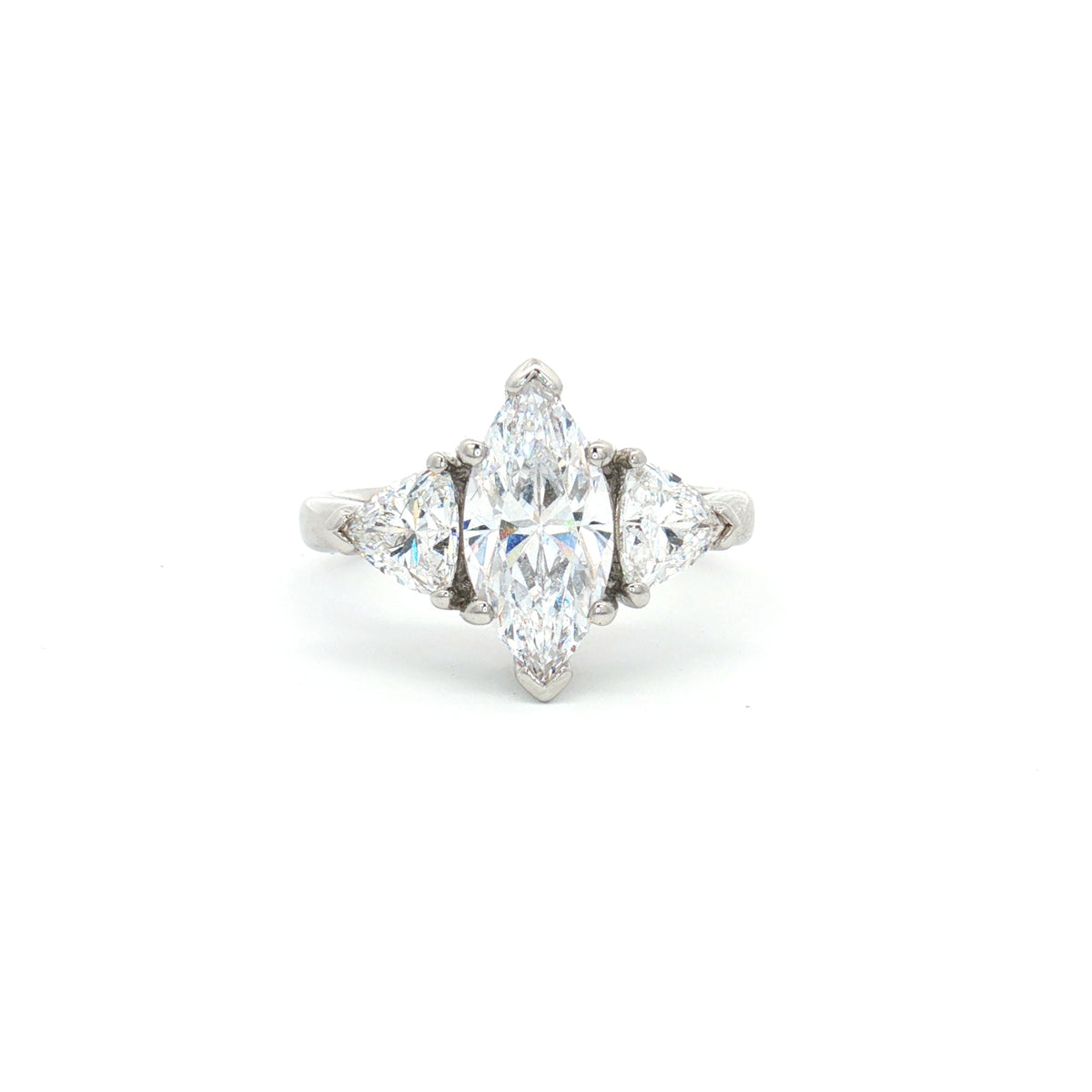 Marquise Cut Ring with Trillion Side Stones