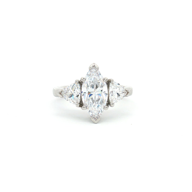 Marquise Cut Ring with Trillion Side Stones