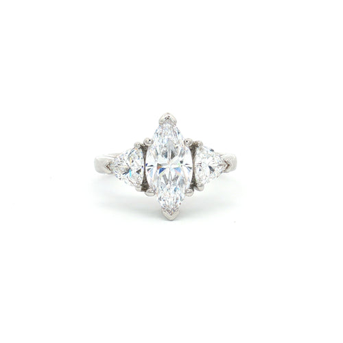 Marquise Cut Ring with Trillion Side Stones