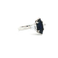 Marquise Cut Ring with Trillion Side Stones and Sapphire Centre Stone