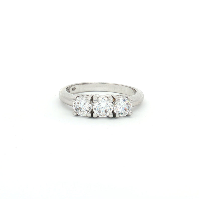 Petite Brilliant Cut Three Stone Ring