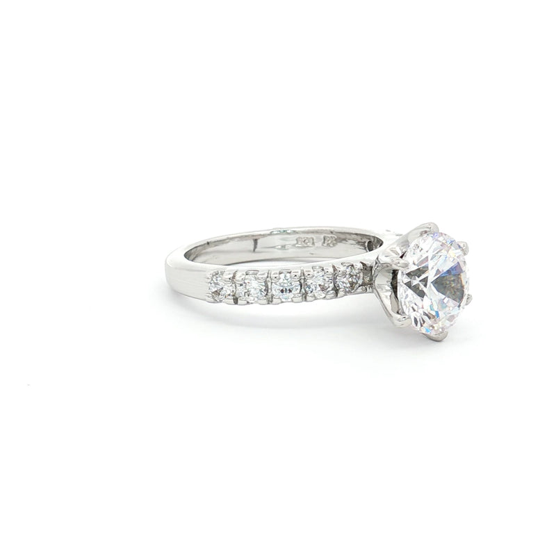 Brilliant Cut Solitaire with Brilliant Cut Side Stones Ring