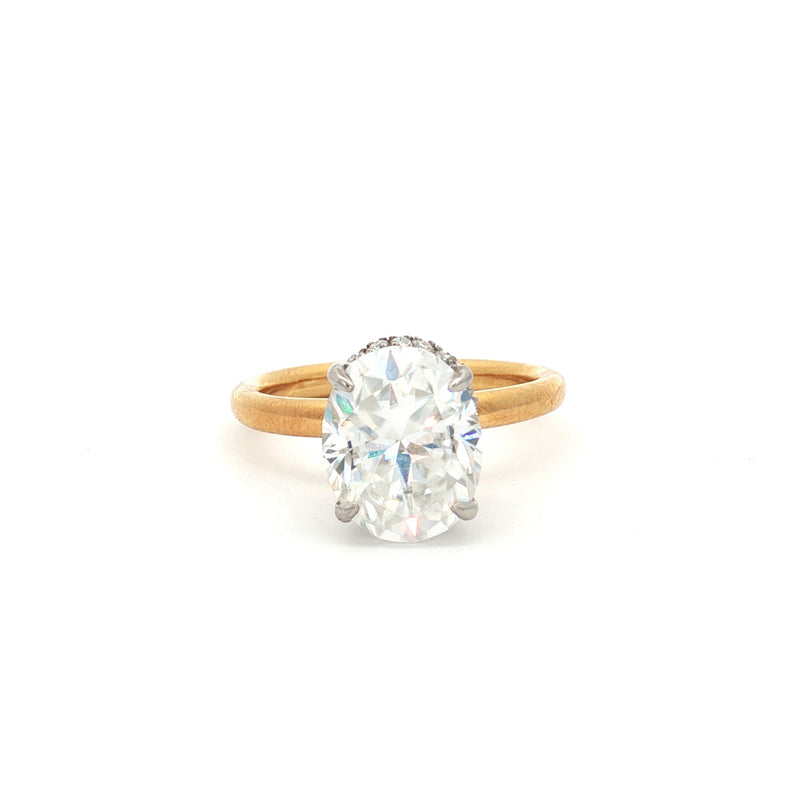 Oval Solitaire with Hidden Halo Ring