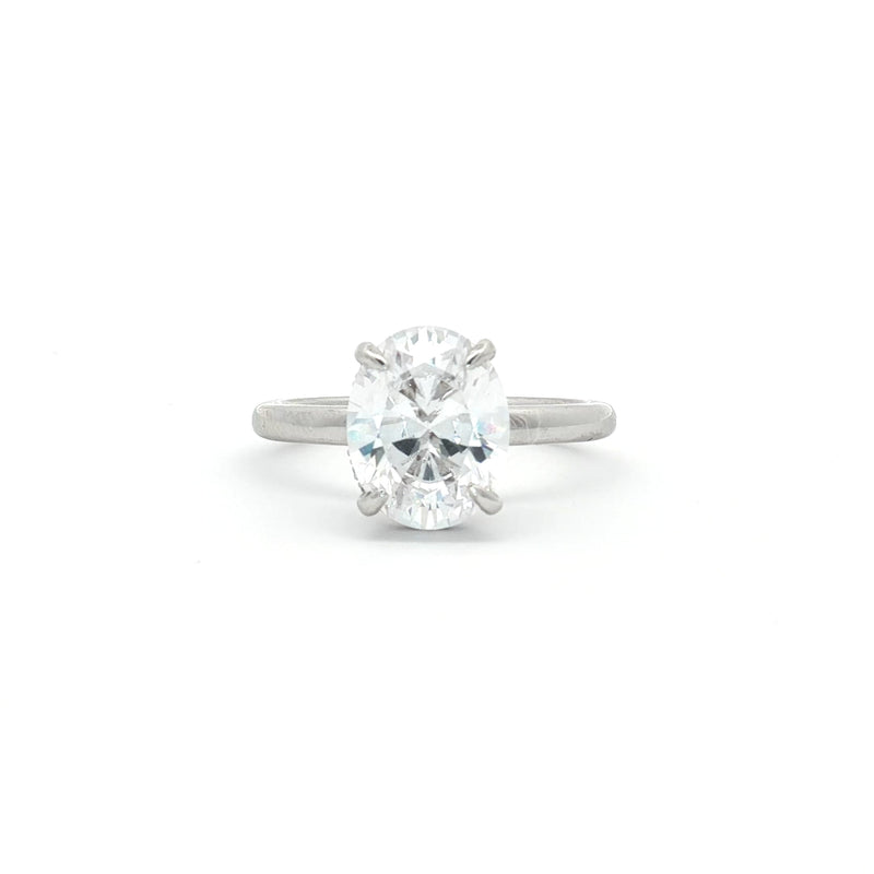 Oval Solitaire with Hidden Halo Ring
