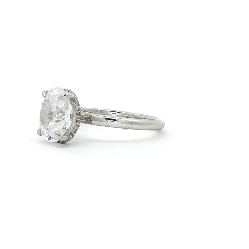 Oval Solitaire with Hidden Halo Ring