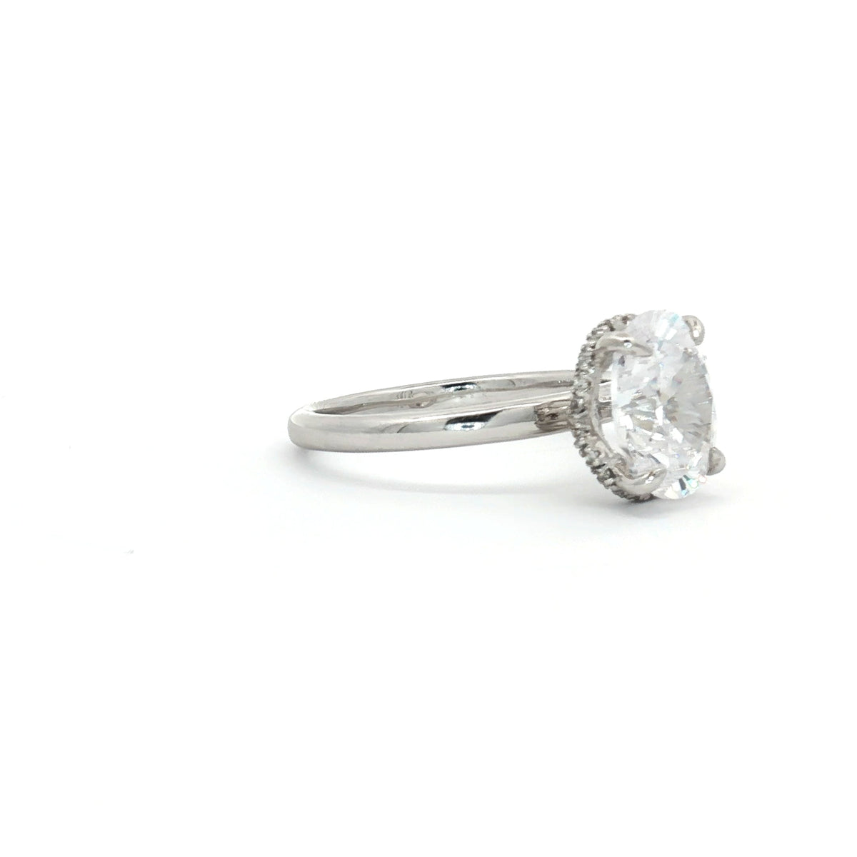 Oval Solitaire with Hidden Halo Ring