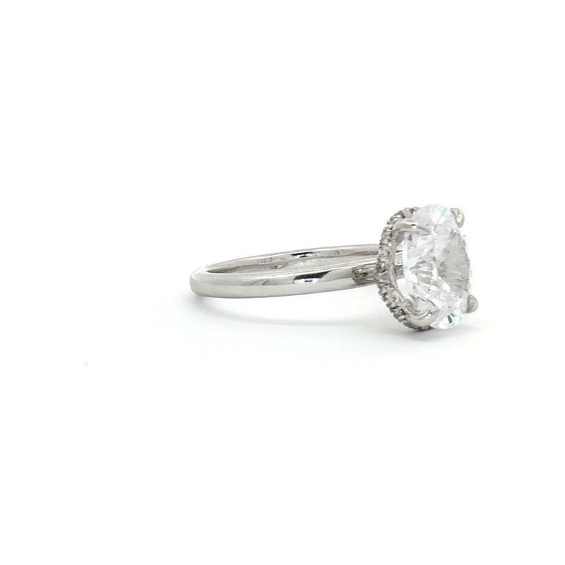 Oval Solitaire with Hidden Halo Ring